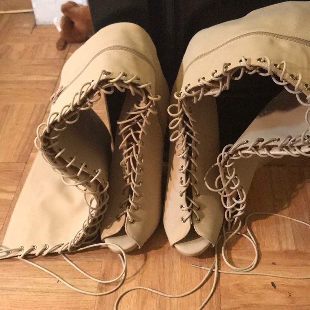 Nude thigh high boots!